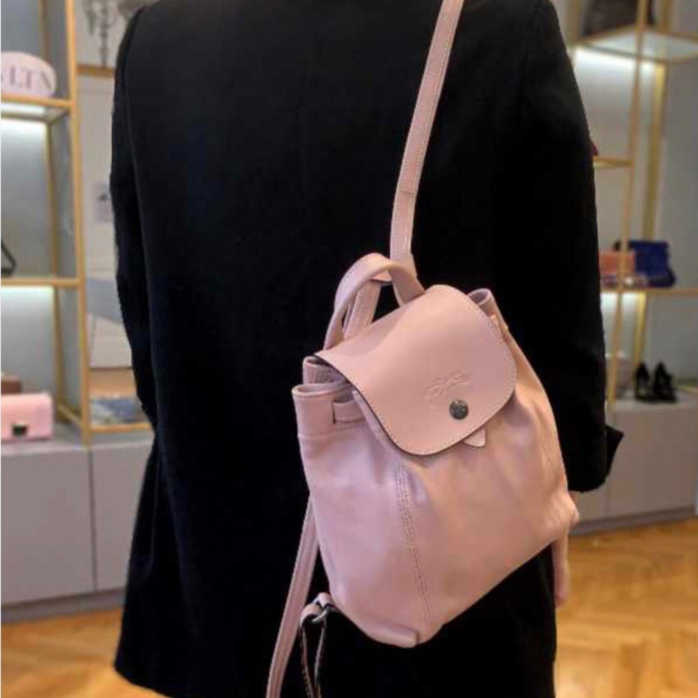 Longchamp Pink Le Pliage Cuir Leather Small Backpack - Picture 7 of 7